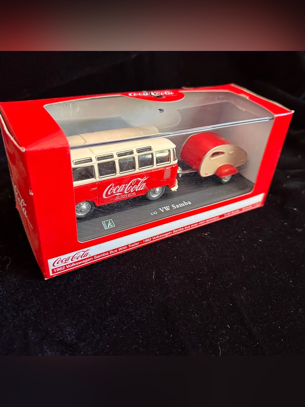 Coca Cola Red and Cream VW Samba Bus with Matching teardropTrailer